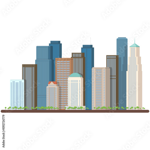 City building skyline, cityscape view vector icon