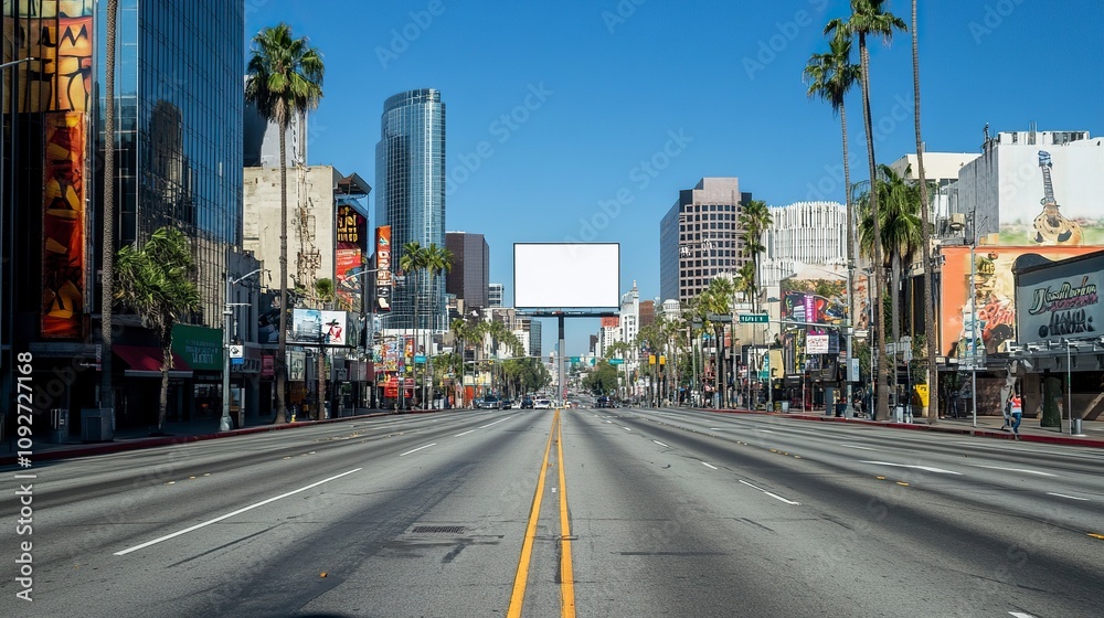 Fototapeta premium High-resolution photograph of an empty billboard with no text or images, a blank white screen,