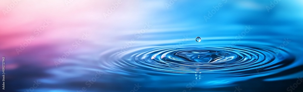 A close-up of a water droplet creating ripples in a serene environment. A close-up of a water droplet creating ripples in a serene environment.