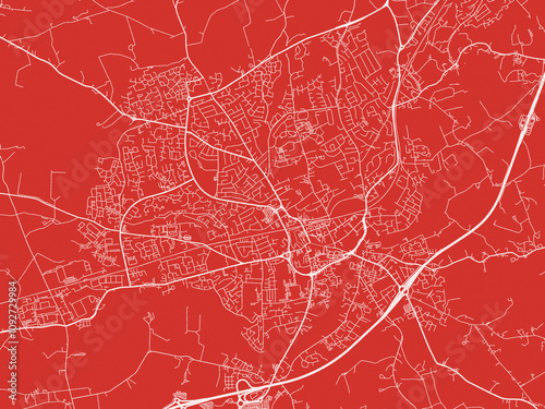 Christmas Map of Lisburn, United Kingdom in Snowy White on Festive Red Background. photo