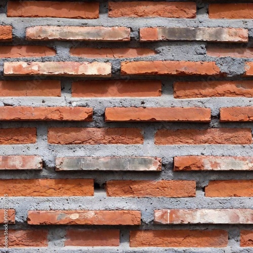 a brick wall texture background with a weather-beaten appearance. Use bricks in shades of gray and brown with cracks, discolorations, and signs of erosion to evoke an abandoned or industrial feel photo