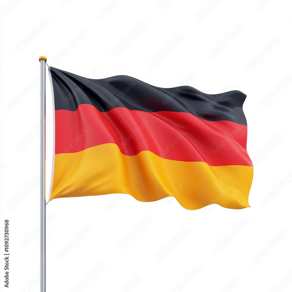 Fototapeta premium 3D rendering of a waving German flag in cartoon style