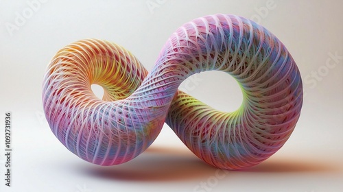 An abstract 3D Sculpture in Rainbow Mesh Optic. Perfect for Posters, Backgrounds and Wallpapers