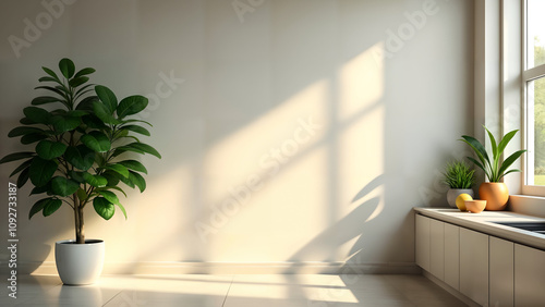 Money Tree in a Minimalist Kitchen