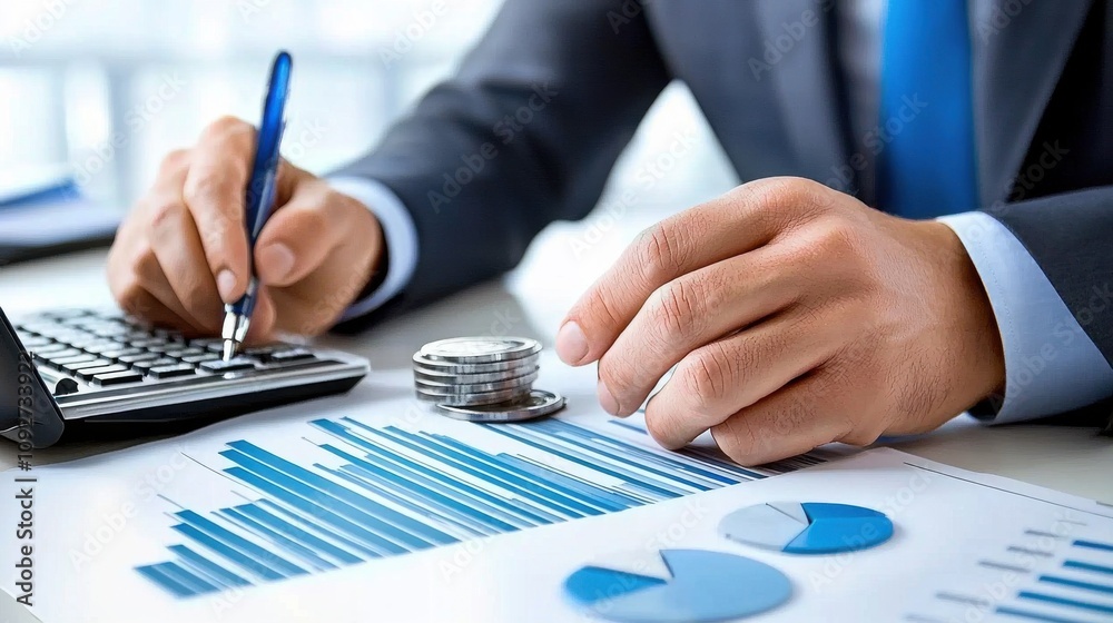 Businessman Analyzing Financial Data and Charts on Laptop in Office for Business Analytics and Decision Making Businessman Analyzing Financial Data and Charts on Laptop in Office for Business Analytics and Decision Making