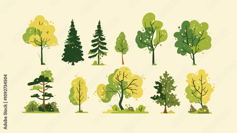 Fototapeta premium Green Plan Tree Sticker Icon for Environmental Designs and Projects
