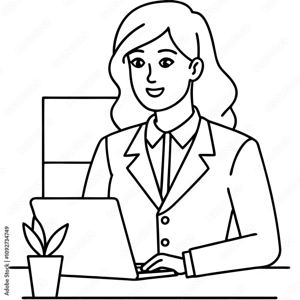 businesswoman working in the office illustratio businesswoman working in the office illustratio
