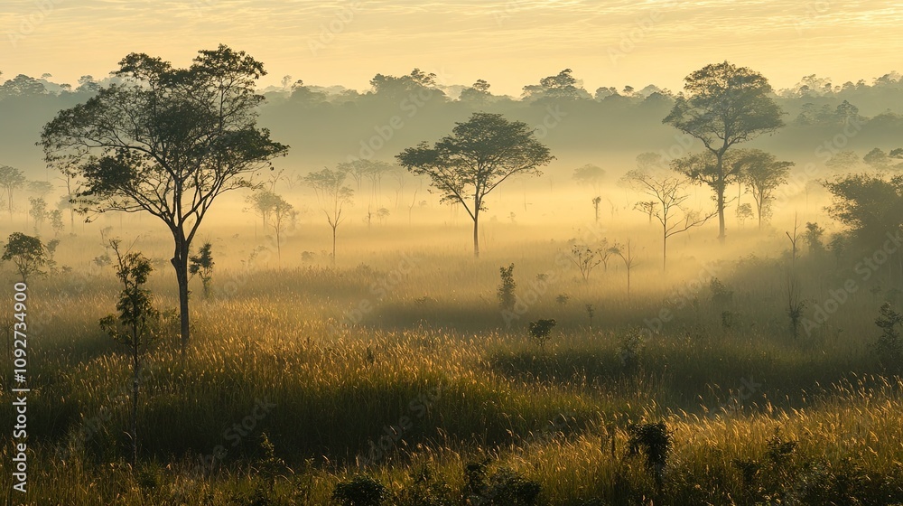 Savanna landscape. Thung Salaeng Luang area, Phetchabun province, Thailand. Savanna landscape. Thung Salaeng Luang area, Phetchabun province, Thailand.