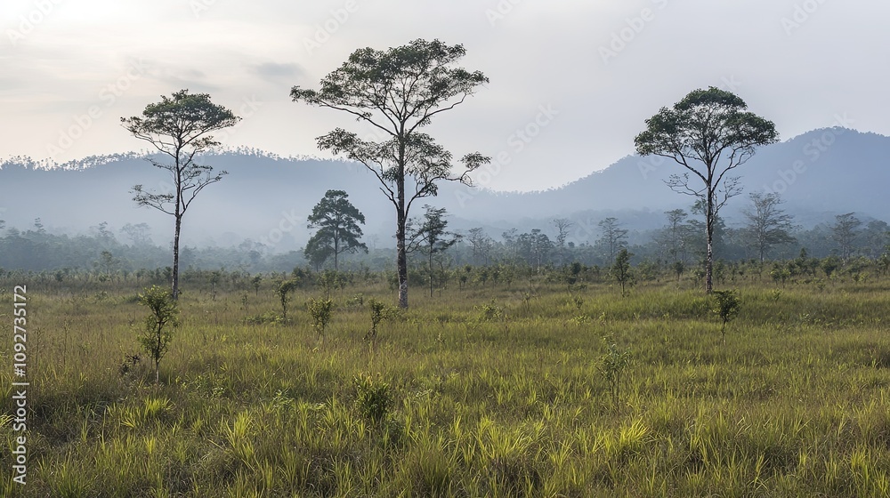 Savanna landscape. Thung Salaeng Luang area, Phetchabun province, Thailand. Savanna landscape. Thung Salaeng Luang area, Phetchabun province, Thailand.