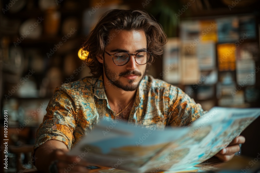 Man Reading Map Travel Planning Adventure Exploration Man Reading Map Travel Planning Adventure Exploration