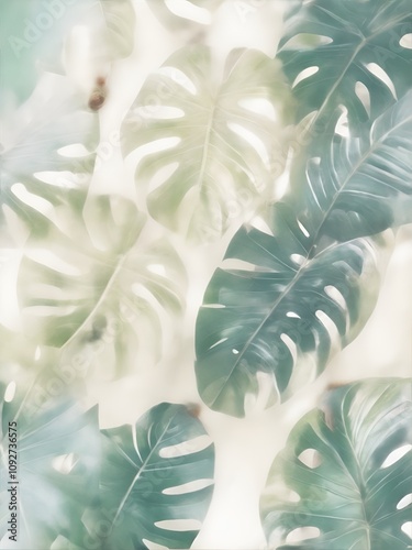 A vibrant tropical leaf design in a watercolor style, blending greens and soft tones. Perfect for tropical-themed decor, botanical posters, or nature-inspired art prints.