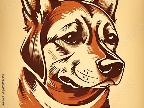 A playful retro-futuristic illustration of a dachshund in orange and green tones, combining nostalgic vibes with modern design. Perfect for unique posters or pet-themed decor.