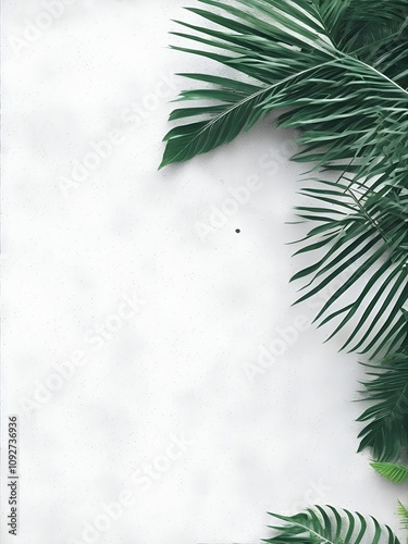 A minimalist botanical illustration featuring lush palm leaves in green tones on a light background. Great for nature-inspired decor, tropical prints, or calming wall art.