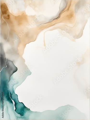 A soft abstract marble illustration in gold, beige, and teal hues, creating a luxurious and elegant look. Perfect for modern decor, abstract prints, or upscale design projects.