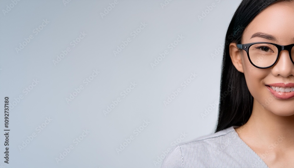 portrait of a smiling woman on white background