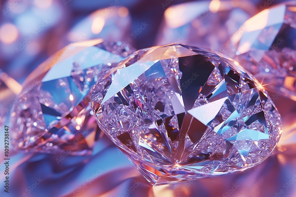 Sparkling Diamonds Gleam Under Soft Purple Light Sparkling Diamonds Gleam Under Soft Purple Light