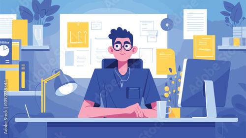 Happy Man Doodle Portrait Indoor Lifestyle