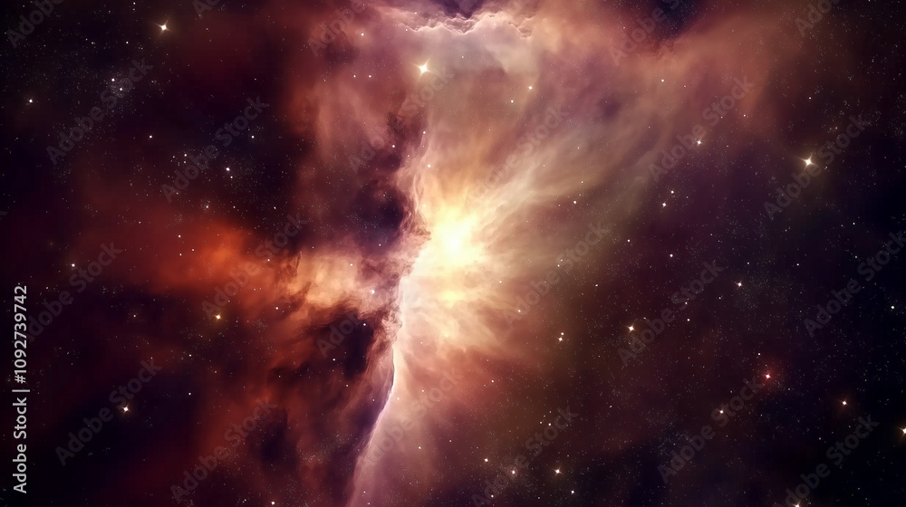 Fototapeta premium Ethereal Nebula Illuminated By Golden Light
