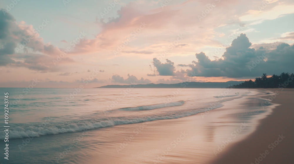 Fototapeta premium Tranquil Tropical Beach at Sunset