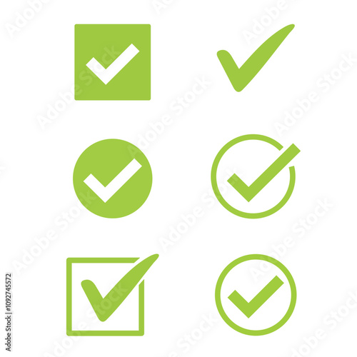 Green check mark, Tick symbol in green color illustration