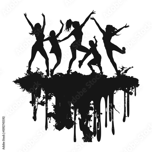 Silhouettes of Dancers Jumping in Energetic Poses