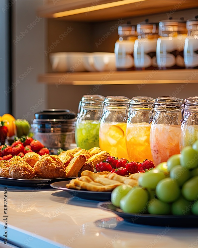 Breakfast Buffet with Fresh Pastries and Juices Breakfast Buffet with Fresh Pastries and Juices