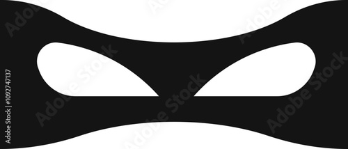 Incognito mask, villain or robber hide face element, black silhouette mystery costume icon. Superhero or carnival bandit burgar