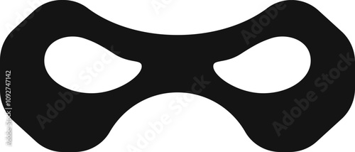 Incognito mask, villain or robber hide face element, black silhouette mystery costume icon. Superhero or carnival bandit burgar