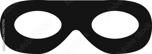 Incognito mask, villain or robber hide face element, black silhouette mystery costume icon. Superhero or carnival bandit burgar