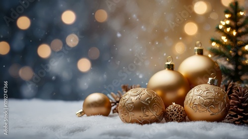 christmas decoration background with copy space as greetings card