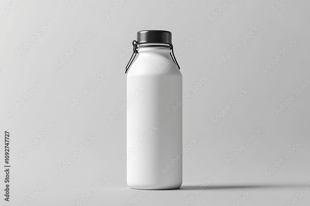 White reusable water bottle mockup. with isolated background. White reusable water bottle mockup. with isolated background.