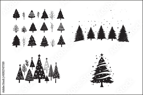 Holiday Cheer: Christmas Tree Silhouette Vector
 photo