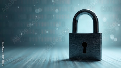 Close-up view of an open padlock with digital code patterns in the background symbolizing data transparency photo