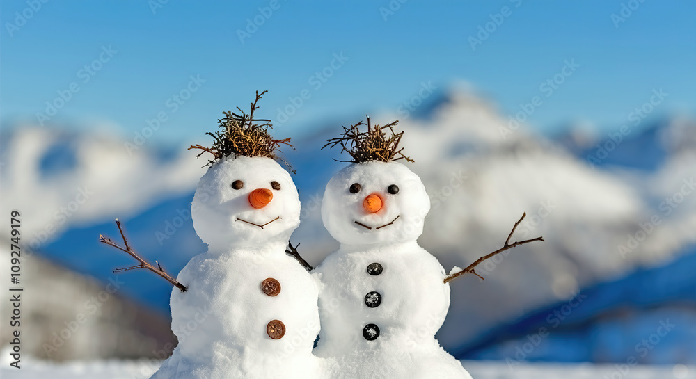 Obraz premium Happy snowman team