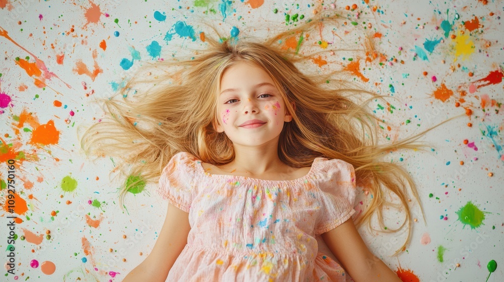 The Girl with Colorful Background The Girl with Colorful Background