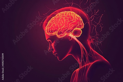 Illuminated Female Head Showing Brain Anatomy