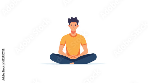 Man Coping with Stress, Guy Sitting in Lotus Position