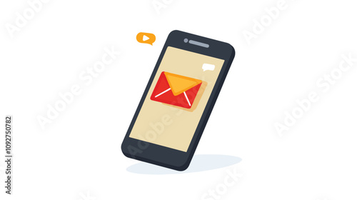Mobile Phone Email Notifications Vector Illustration