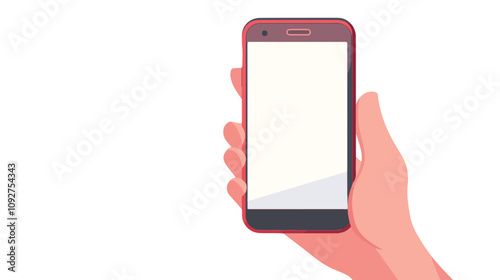 Smartphone Screen Blank Mockup Held by Hand, Technology Device Displaying Mock-up Design for App Presentation