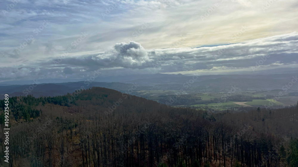 Autumn in the mountains, autumn mountains from above. Drone view. Autumn in the mountains, autumn mountains from above. Drone view.