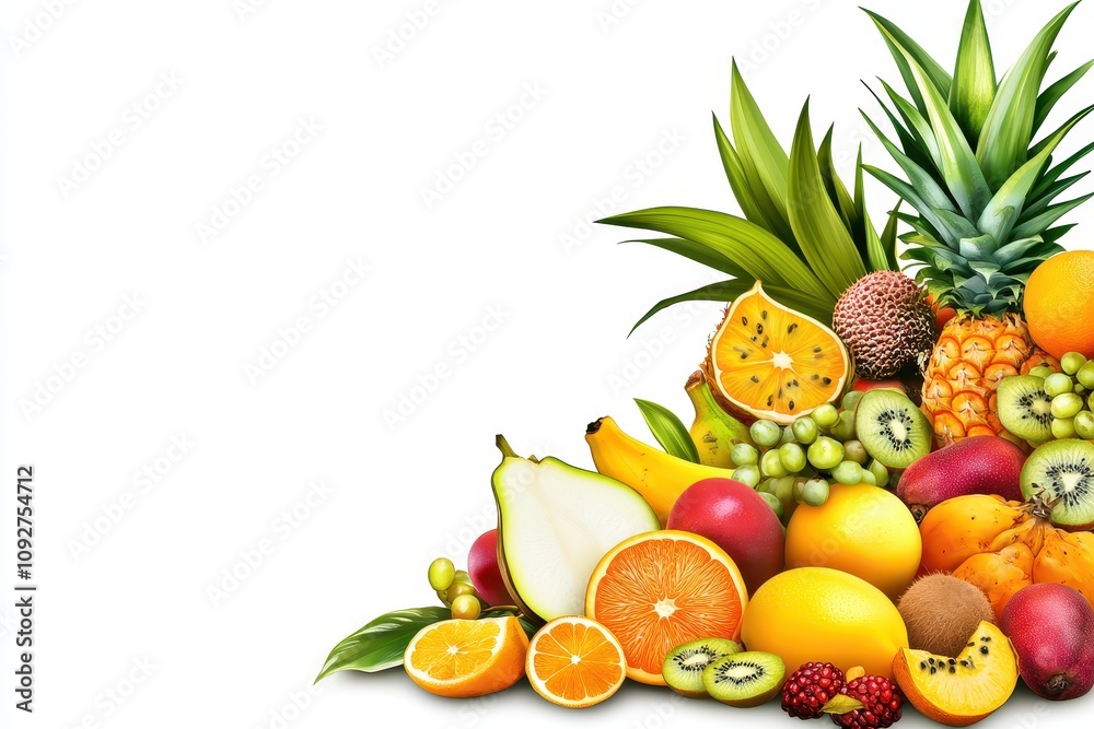 Assorted Tropical Fruits in a Minimalist Style Assorted Tropical Fruits in a Minimalist Style