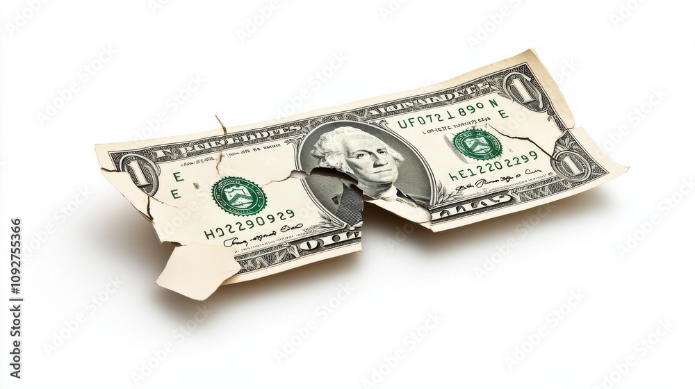 Crumpled One Dollar Bill on White Background Crumpled One Dollar Bill on White Background