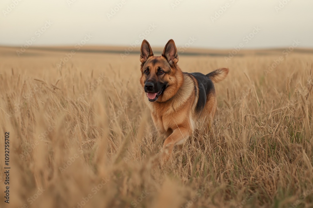 German Shepherd in Action: A muscular German Shepherd running German Shepherd in Action: A muscular German Shepherd running