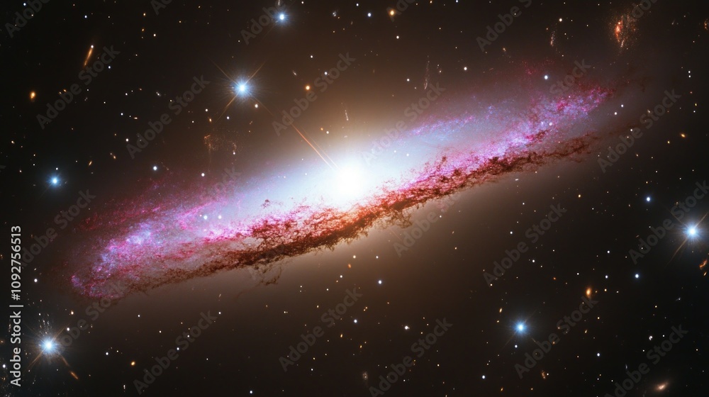 This stunning spiral galaxy displays a blend of vibrant colors surrounded by twinkling stars, captured in the expansive night sky This stunning spiral galaxy displays a blend of vibrant colors surrounded by twinkling stars, captured in the expansive night sky
