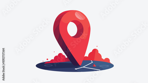 Modern Flat Red Pin Marker Vector Icon for Maps and Navigation