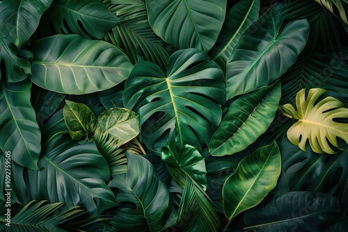 Wallpaper Mural Abstract green leaf texture, nature background, tropical leaf Torontodigital.ca