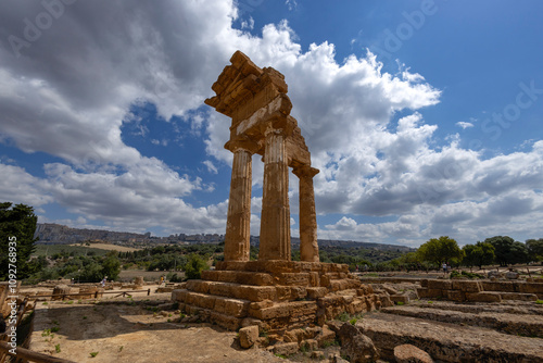 Temple of the Dioscuri, Castor and Pollux in the Valley of Temples, Agrigento, Sicily, Italy photo