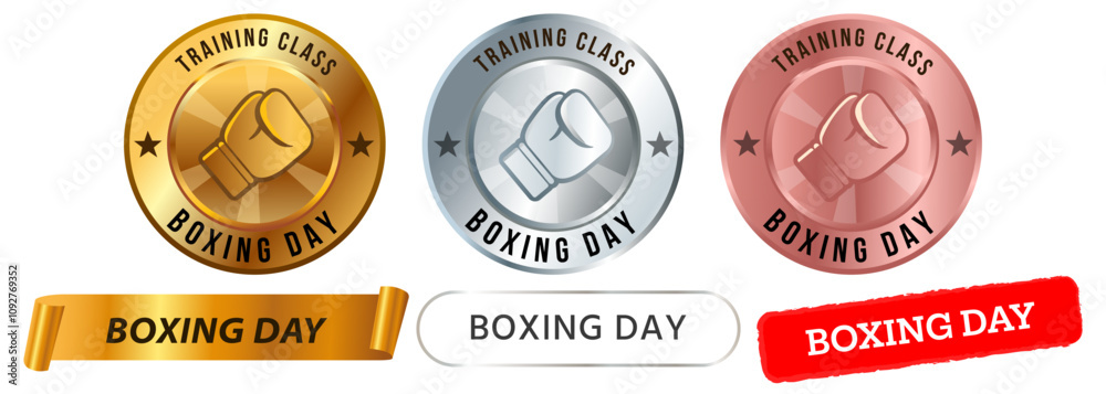 Boxing day sport class exercise celebrating fighting workout train boxer athlete event stamp colorful badges emblem medal label ribbon sticker design icon set collection Boxing day sport class exercise celebrating fighting workout train boxer athlete event stamp colorful badges emblem medal label ribbon sticker design icon set collection