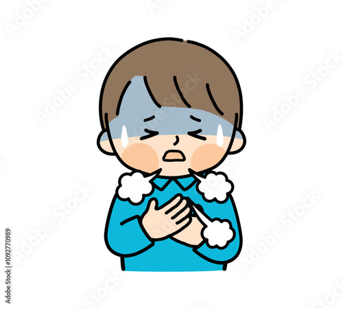 息苦しさを感じる子供のイラスト