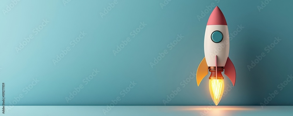 Colorful rocket launching from a glowing lightbulb a creative adventure in imagination and innovation Colorful rocket launching from a glowing lightbulb a creative adventure in imagination and innovation